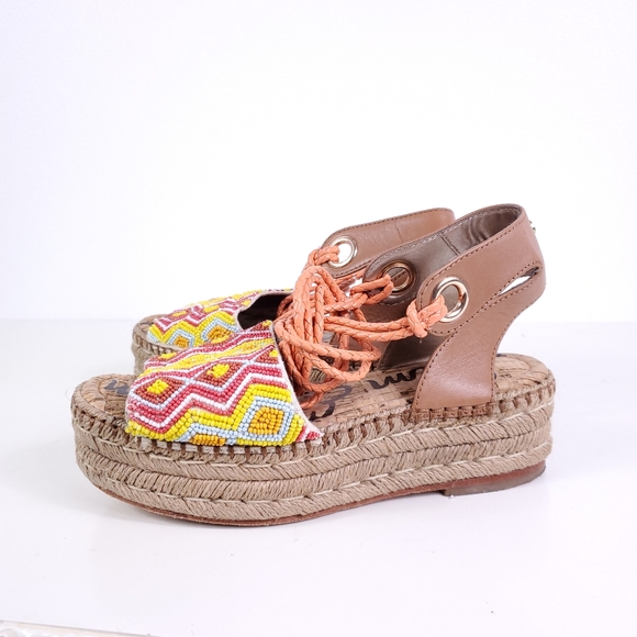Sam Edelman Strappy Beaded Espadrilles Sandles - Picture 8 of 8